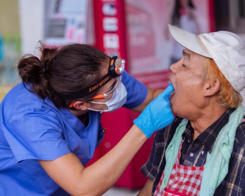 dental hygienist at work
